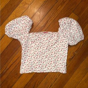 Reformation Marella Puff Sleeve Linen Top